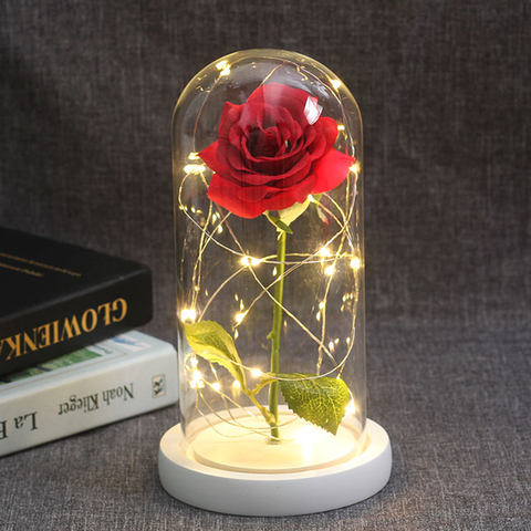 Rosa en cúpula de cristal para regalo, luz LED Eternelle, La Bella y la Bestia, hermosa rosa eterna, para cumpleaños de madre, San Valentín ► Foto 1/6