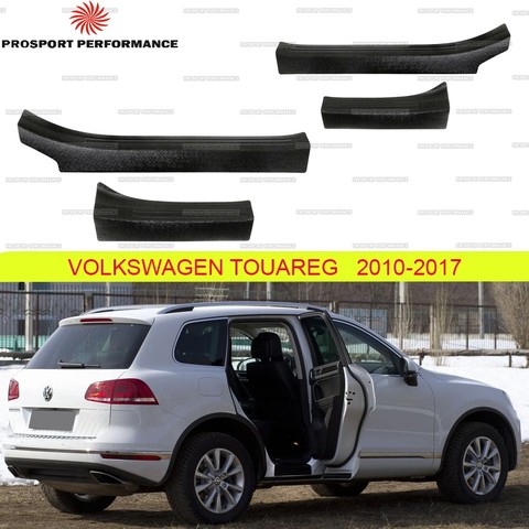 Guardia de las cubiertas de umbral de puerta s caso para Volkswagen Touareg 2010-2017 ABS protectora de plástico de moldeo por estilo de ajuste del umbral de puerta cojín para alféizar placa del desgaste ► Foto 1/5