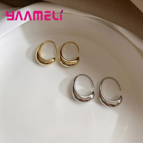 Pendientes sencillos de plata esterlina sólida 925 para mujer y niña, joyería de forma geométrica, estilo coreano, accesorios de fiesta ► Foto 1/6