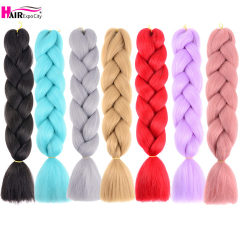 Extensiones de pelo trenzado sintético para mujer, trenzas Jumbo de 24 