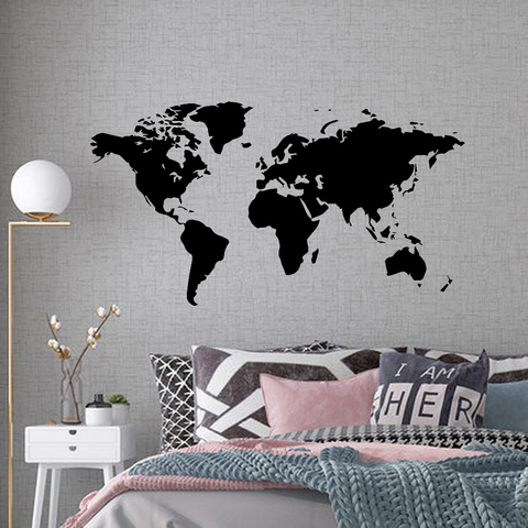 Pegatina grande para pared de 106cm x 58, mapa del mundo para casa, salón, adhesivos de decoración de habitaciones, papel tapiz, Mural ► Foto 1/6