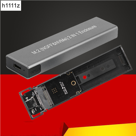 Adaptador USB, USB tipo C SSD carcasa M2 SSD de la caja de disco duro externo para M.2 NGFF NVME SATA M/B/clave disco duro caso Realtek RTL9210B ► Foto 1/6