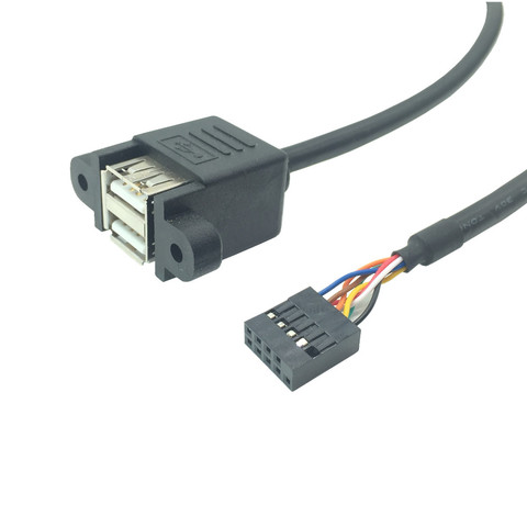 Tarjeta madre interna 9pin 9P A doble 2 puertos USB 2,0 A hembra Cable de datos de montaje en Panel 30cm 2x50cm USB hembra ► Foto 1/1