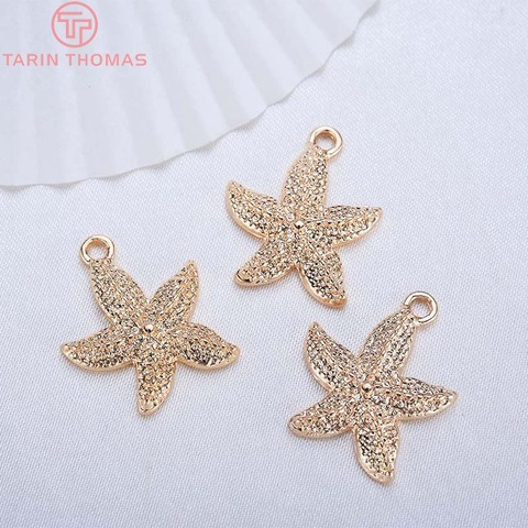 10 Uds. De colgantes de estrella de mar de latón para fabricación de joyas, 19x23MM, 24K, Color dorado, accesorios para DIY ► Foto 1/5