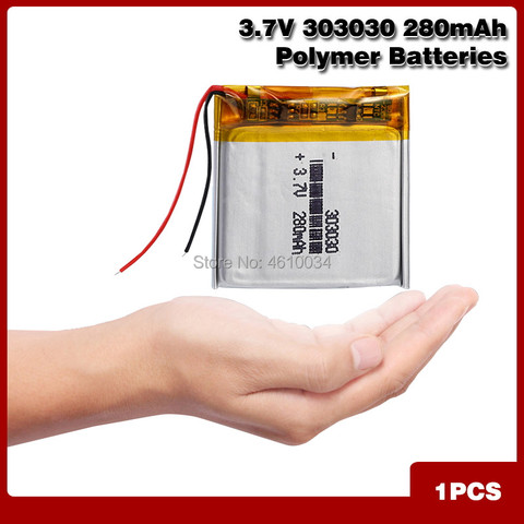Batería de litio recargable polímero 303030 033030 3,7 V 280MAH con PCM para MP3 MP4 MP5, auriculares con GPS, grabadora de voz de juguete eléctrico ► Foto 1/6