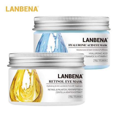 LANBENA-mascarilla hidratante para ojos, 50 Uds., Retinol de ácido hialurónico, parches para ojos, mascarilla antiarrugas, mascarilla de colágeno para ojos ► Foto 1/6