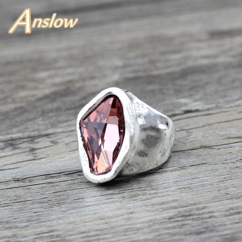 Anslow-Anillos de amor de cristal irregulares vintage para parejas, joyería de diseño original para mujer, regalo de San Valentín LOW0042AR ► Foto 1/6