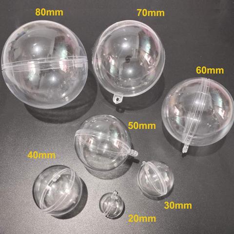 10 unids/lote 3,4 de 5,6 y 7,8cm de plástico transparente de esfera adornos colgando bolas fiesta regalo ornamental caja decoración para la nave de la gota ► Foto 1/6