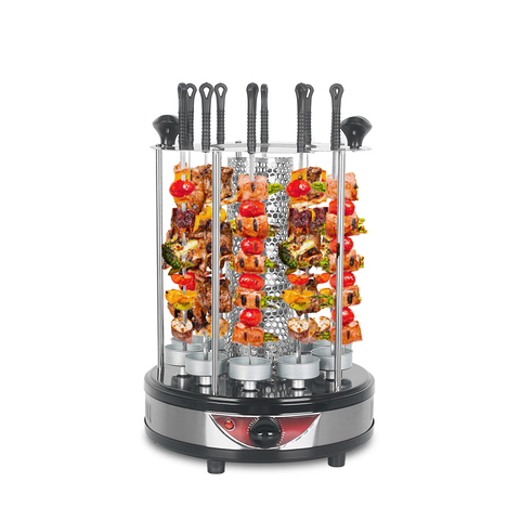 Parrilla eléctrica rotativa automática sin humo para barbacoa, asador doméstico, Vertical de Kebab con 10 tenedores ► Foto 1/6