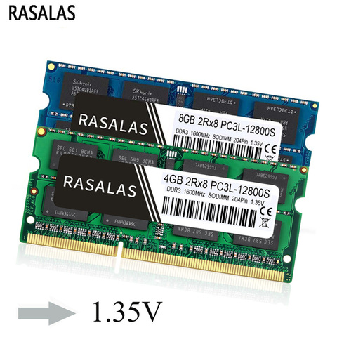 Rasalas-memoria RAM DDR3 para portátil, 4GB, 8GB, 2Rx8, PC3-12800S, DDR3L, 1600Mhz, SO-DIMM, 1,35 V, 204 pines ► Foto 1/6