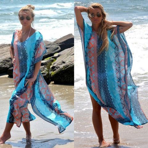 Vestido playero Sexy para mujer, Pareos Sarong túnica, traje de baño, caftán, bata de tirantes, Bikini para mujer ► Foto 1/6