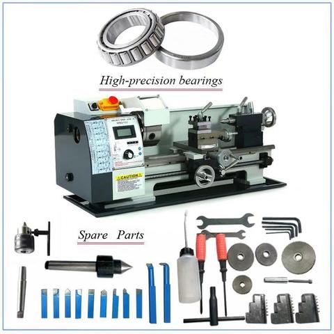 Torno Digital de Metal WM210V, Motor sin escobillas de 850W, torno de engranaje metálico, agujero de orificio de husillo de 38mm y Mini máquina de torno de Portabrocas de 125mm ► Foto 1/6