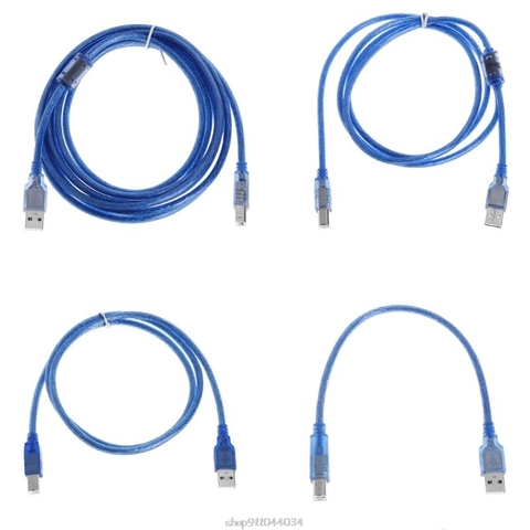 Cable USB azul transparente de alta velocidad para impresora 2,0, conector macho A tipo B, blindaje doble para 0,3 m, 1m, 1,5 m, D17 20, envío directo ► Foto 1/6