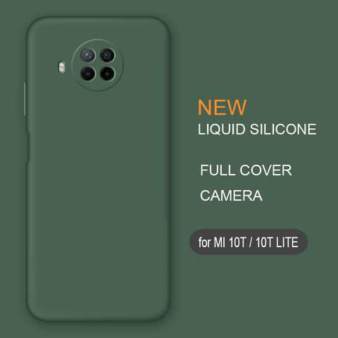 Funda de teléfono para Xiaomi de silicona líquida para cámara Mi 10 T Lite 10 T Pro 10 T Original, funda protectora trasera suave ► Foto 1/6