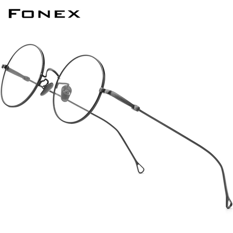 FONEX-Gafas de titanio puro para hombre y mujer, anteojos con montura Retro redonda para miopía, gafas graduadas ópticas para mujer, gafas de Tailandia 870 ► Foto 1/6