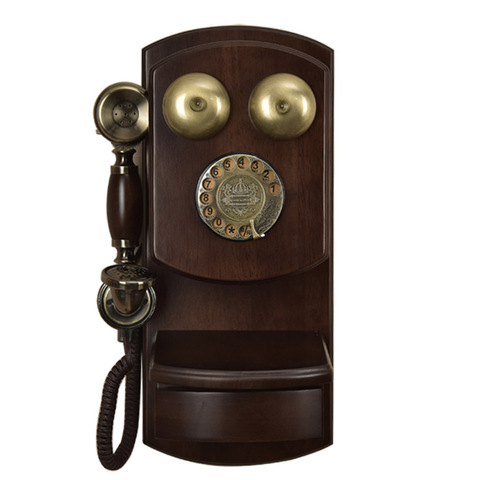 Teléfono Vintage montado en la pared con cajón, botón/esfera rotativa, volumen de tono clásico ajustable, madera sólida para el hogar ► Foto 1/6