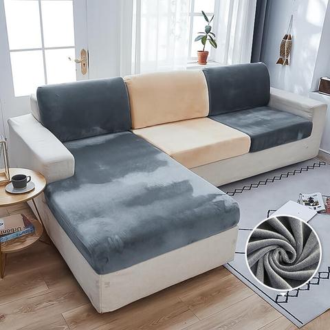 Funda gruesa de terciopelo Meijuner de Color sólido para sofá, funda de cojín elástica, funda de sofá con todo incluido para comedor MY448 ► Foto 1/6