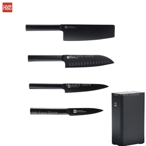 Huohou-cuchillo antiadherente de cocina con soporte para cuchillo, juego de cuchillos de acero inoxidable, 307mm, 5 uds., 50Cr15MoV ► Foto 1/6