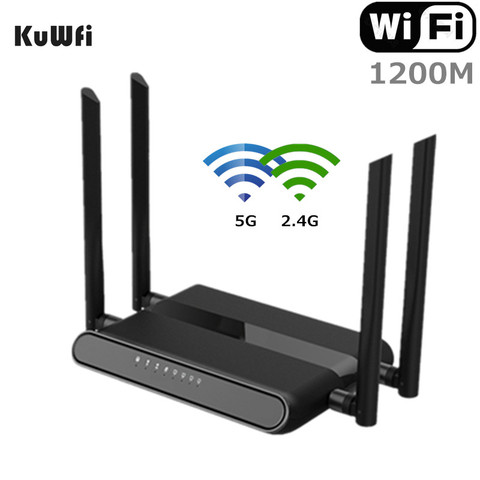 Enrutador WiFi KuWFi de 1200Mbps enrutador de Internet inalámbrico Gigabit de doble banda AC1200 enrutador de alta velocidad con USB 2,0 y tarjeta SD para el hogar ► Foto 1/6