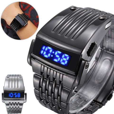 Reloj deportivo Digital para hombre, pulsera militar de lujo, Led, de acero completo, a la moda, nuevo ► Foto 1/6