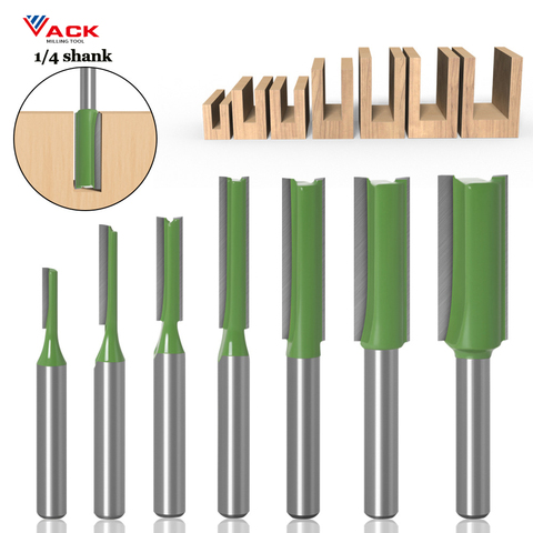 VACK-Juego de brocas para carpintería, vástago 2 de 6mm, brocas rectas para limpiar madera, carburo de tungsteno, fresa para fresado, 1/4 ► Foto 1/1