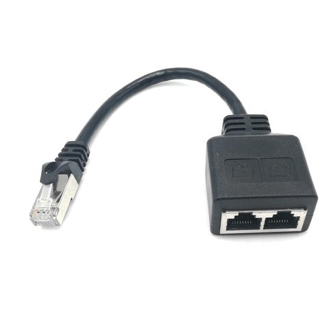 Adaptador divisor RJ45, conector LAN de 1 hembra a 2 hembra, cable de 0,2 m, compatible con CAT5 CAT6 ► Foto 1/5