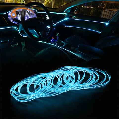 1M/2M/3M/5M Auto LED tira coche iluminación Interior Garland cables electroluminiscentes con luz de neón cuerda tubo línea flexible con 12V cigarrillo conducir ► Foto 1/6