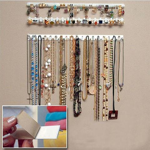 Ganchos de montaje en pared adhesivos para joyería, conjunto de almacenamiento, organizador, exhibición de joyería, pendiente colgante, collar, anillos, estante, 9 Uds. ► Foto 1/5