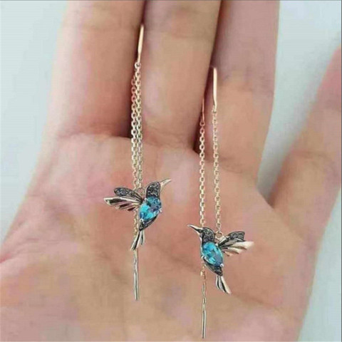 Nueva moda de pájaro pequeño gota colgante largo pendientes para las mujeres chica elegante borla pendiente joyería elegante personalidad regalo ► Foto 1/6