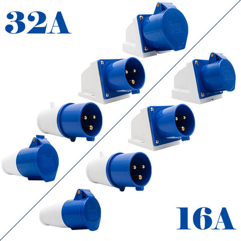 Conector Industrial macho y hembra de 3 pines 32A/16A, enchufes azules de 240V, SFN-013/SFN-523, impermeable, toma de montaje en pared IP44 ► Foto 1/3