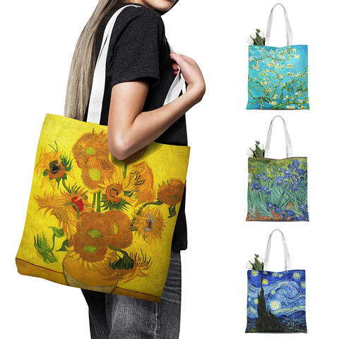 Nuevo bolso de mano de lona con pintura al óleo de Van Gogh, bolso de viaje Retro artístico de moda para mujer, bolso de mano plegable de alta calidad para ocio y compras ecológicas ► Foto 1/6