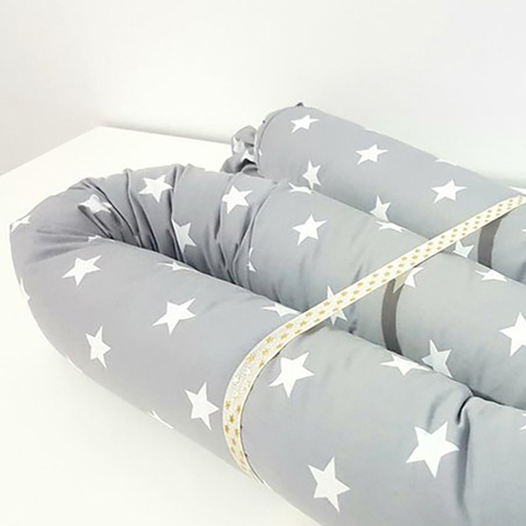 Parachoques para cama de bebé recién nacido, almohadilla de protección de seguridad para cuna, cama de cuna, cojín con estampado de estrellas, gris, blanco y negro ► Foto 1/6