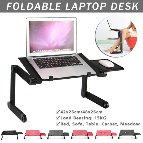 De aluminio mesa plegable para Laptop computadora de escritorio para cama de 360 grados de rotación multifuncional portátil Cuadro 54*27*4,6 cm ► Foto 1/6