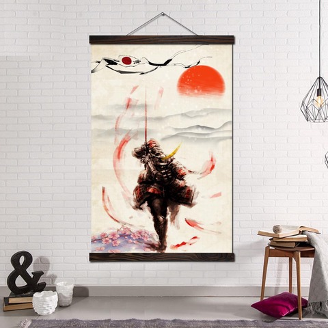 Cuadro de lona para decoración del hogar, lienzo con estampado pintura artística, póster para sala de estar, arte de Samurai japonés ► Foto 1/6