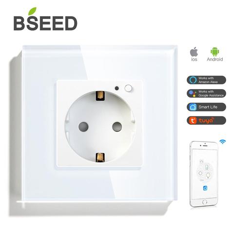 BSEED solo toma wi-fi pared trabajar con Tuya vida inteligente hembra enchufe Wifi blanco negro oro colores 86*86mm para casa inteligente ► Foto 1/6