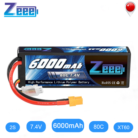 Zeee-batería LiPo 2S 7,4 V 6000mAh 80C XT60 piezas de control remoto, carcasa rígida Lipo 2S para Traxxas, aviones, coche, vehículo, camión, barcos de tanque ► Foto 1/6