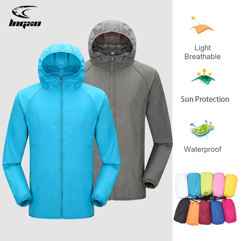 Chaqueta de lluvia para acampar para hombre y mujer, ropa de protección solar, ropa de caza y pesca, rompevientos de piel de secado rápido con bolsillo ► Foto 1/6