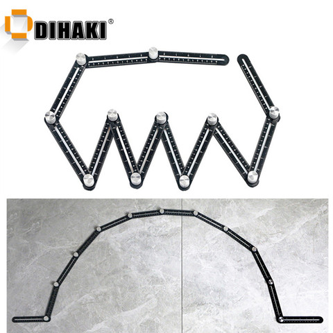 Regla con varios ángulos, herramienta buscador de ángulo de aleación de 12 lados, regla plegable de 12 grados, herramientas de posicionamiento de esquina de madera, azulejo de ladrillo ► Foto 1/6