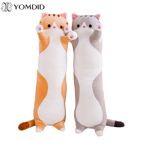 Cojín de gato para dormir largo de felpa para niños, almohada para rodillas, Cojines Decorativos, regalo de cumpleaños ► Foto 1/6