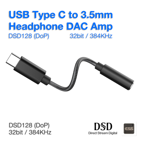 ESS ES9280C PRO USB Tipo C Auriculares DAC Amp 600Ω Amplificador de alta fidelidad adaptable Conector de audio auxiliar DSD 64/128 Nativo para Android, Win10, MacBook ► Foto 1/6