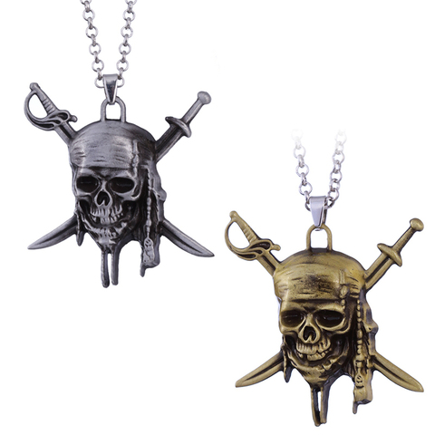 Collar con colgante de calavera de Jack Sparrow para hombre y mujer, colgante Vintage de Piratas del Caribe, joyería, regalos ► Foto 1/6