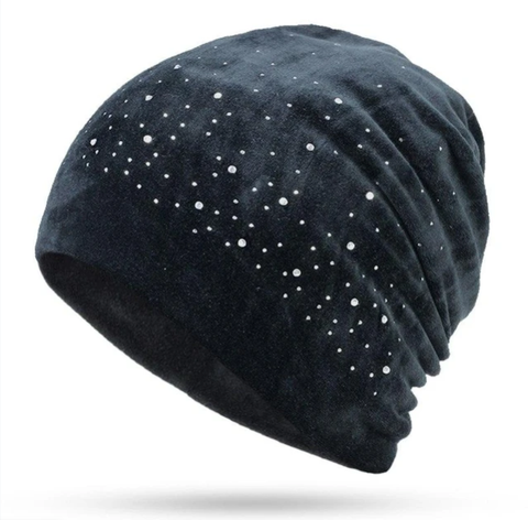 Marca YLWHJJ de las señoras de moda brillante Rhinestone sombrero Otoño Invierno mujer Casual sombrero de terciopelo de las mujeres tela suave tapa gorros, gorro ► Foto 1/3