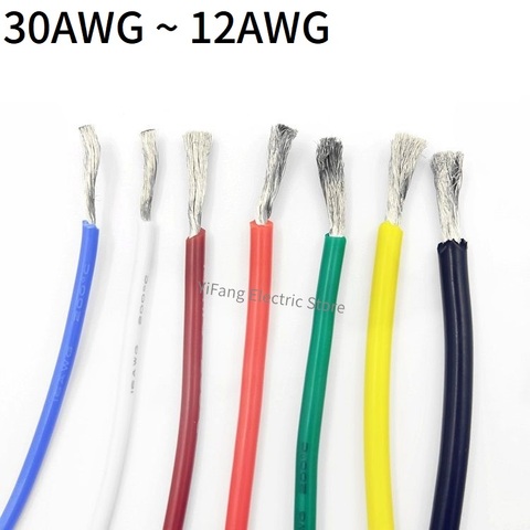 1M/5M Super suave de caucho de silicona de 30AWG 28AWG 26AWG 24AWG 22AWG 20AWG 18AWG 16AWG 15AWG 14AWG Flexbile iluminación Cable de cobre ► Foto 1/6