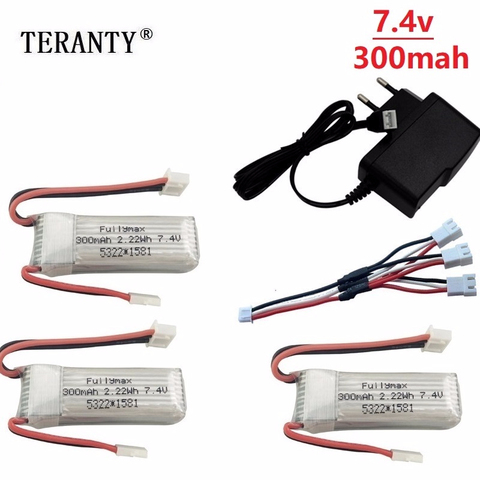 Conjunto de cargador de batería Lipo de 7,4 V y 300mAh para XK, DHC-2, A600, A700, A800, A430, 2s, 30C, 7,4 v, batería lipo para WLToys F959, Avión RC RTF ► Foto 1/5