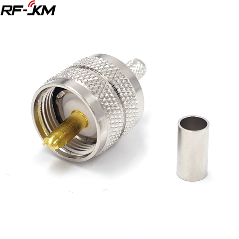 Uds UHF PL259 hombre macho de crimpado de RG58 RG142 LMR195 RG400 Cable Coaxial Conector recto ► Foto 1/6