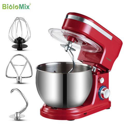 BioloMix-tazón de acero inoxidable de 1200W y 5L batidora amasadora de masa, 6 velocidades, para Cocina ► Foto 1/6