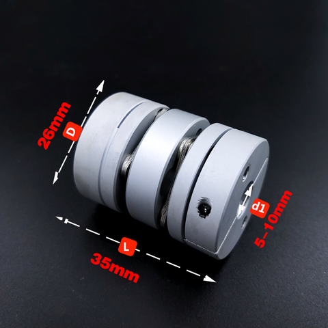 Acoplamiento de doble diafragma D26L35, conector elástico de aleación de aluminio, D26mm, l35 mm, tornillo de bola servo a pasos, codificador de motor para ordenador ► Foto 1/6