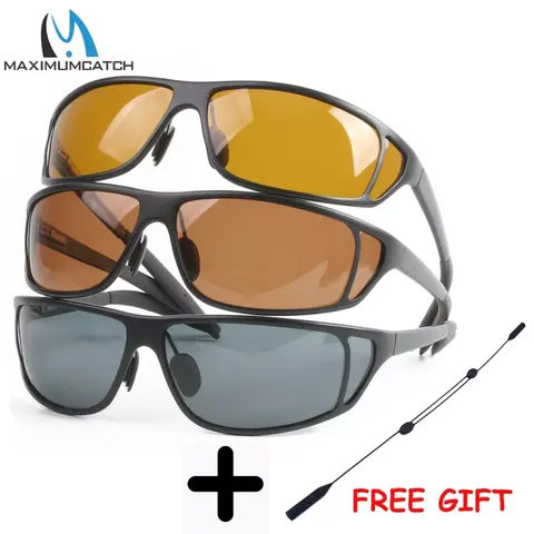 Maximumcatch-gafas de sol polarizadas de pesca con mosca, montura de Metal y titanio, color marrón, amarillo y gris para elegir ► Foto 1/6