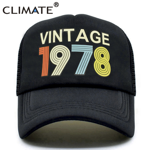CLIMATE-Gorra Vintage de camionero para hombre, gorro de béisbol de estilo camionero Retro de 40 cumpleaños, color negro, 1978 ► Foto 1/6