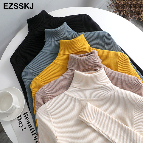 Suéter de cuello alto de punto para mujer, jerseys de primavera básica de otoño, ropa ajustada, top barato, 2022 ► Foto 1/6
